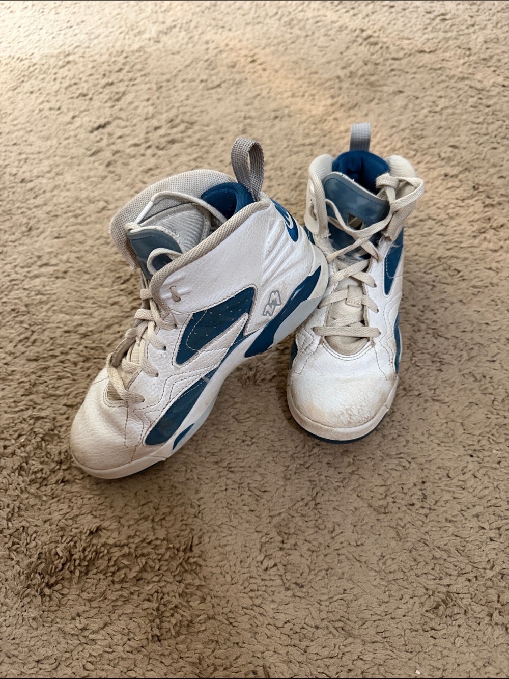Kids High-Top Athletic Sneakers in White and Teal